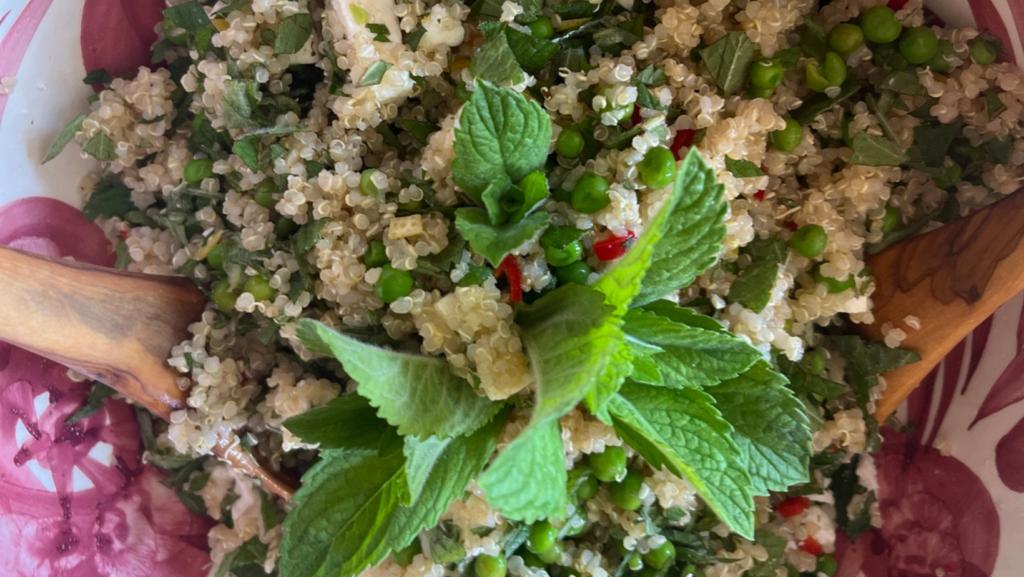 Quinoa Salad with Feta, Pea and Mint