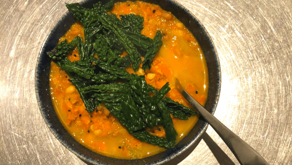 Roasted Squash, Carrot and Kale Soup